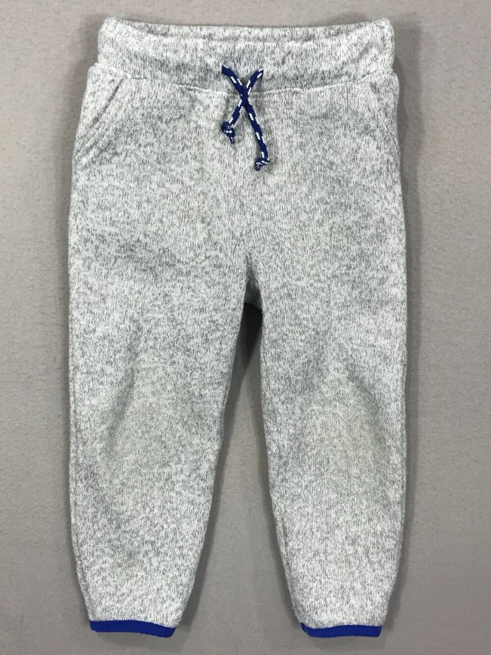 Old Navy Joggers Boy's 3T Gray Blue Pull On Sweat Pants Drawstring Active Pocket